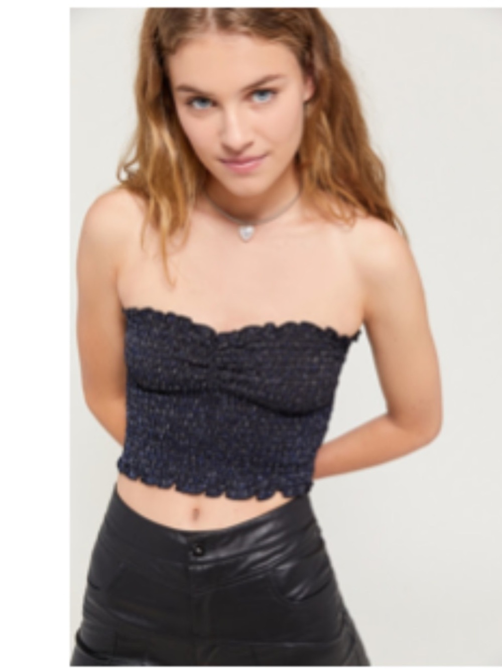 FREE w/purchase Urban Outfitters UO Camila Sparkly Smocked Tube Top FLAWED L